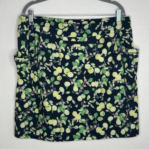 Chico's Zenergy Skort Womens 3 Blue Lemon Floral Print Pull On Pockets Travel - Picture 2 of 12